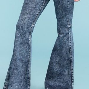 Judy Blue Acid Wash Flare Bell Bottoms 13/31 Stretch Denim Jeans Hippy Hippie